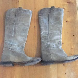 Frye size 7.5 tall gray leather boots
